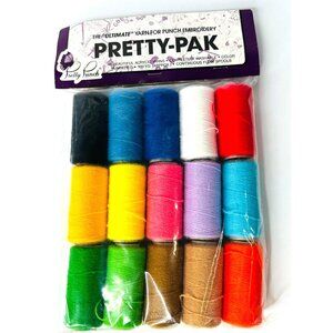 NEW Pretty Punch Pretty Pak Punch Embroidery Yarn 15 Colors 100 Yds Each Acrylic